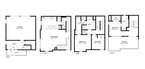 Floor plan for 3 beds, 2 baths, 2399 sqft